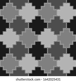 Inca crosses seamless pattern. Ethnic ornament. Folk background. Geometric wallpaper. Grid image. Tribal motif. Ancient mosaic. Digital paper, web design, textile print, abstract. Vector artwork
