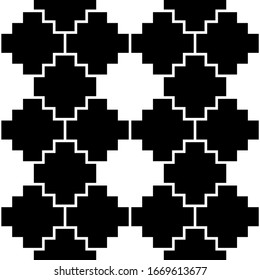 Inca crosses seamless pattern. Ethnic ornament. Folk background. Geometric wallpaper. Grid image. Tribal motif. Ancient mosaic. Digital paper, web design, textile print, abstract. Vector work