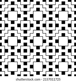 Inca crosses seamless pattern. Ethnic ornament. Folk background. Geometric wallpaper. Grid image. Tribal motif. Ancient mosaic. Digital paper, web design, textile print, abstract. Vector artwork.