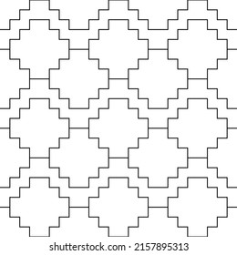 Inca crosses seamless pattern. Ethnic ornament. Folk background. Geometric wallpaper. Grid image. Tribal motif. Ancient mosaic. Digital paper. Abstract web design. Textile print. Vector artwork