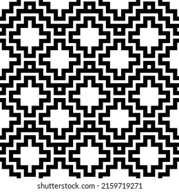 Inca crosses seamless pattern. Ethnic ornament. Folk background. Geometric wallpaper. Grid image. Tribal motif. Ancient mosaic. Digital paper, web design, textile print, abstract. Vector artwork.