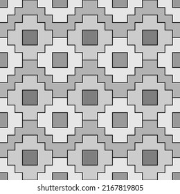 Inca crosses seamless pattern. Ethnic ornament. Folk background. Geometric wallpaper. Grid image. Tribal motif. Ancient mosaic. Digital paper, web design, textile print, abstract. Vector artwork