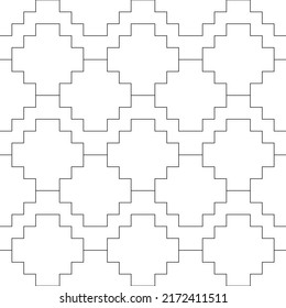 Inca crosses seamless pattern. Ethnic ornament. Folk background. Geometric wallpaper. Grid image. Tribal motif. Ancient mosaic. Digital paper. Abstract web design. Textile print. Vector artwork.