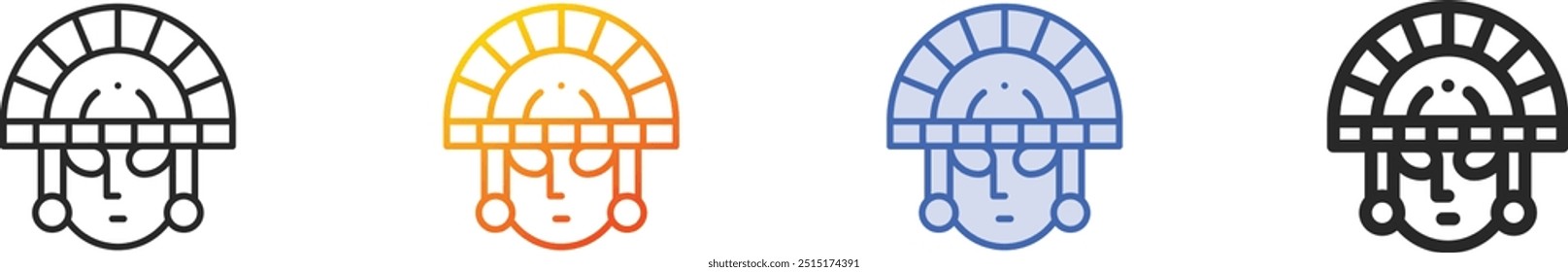 inca icon.Thin Linear, Gradient, Blue Stroke and bold Style Design Isolated On White Background