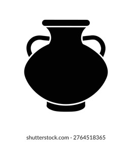 Inca pot vessel silhouette vector art illustration, black and white design