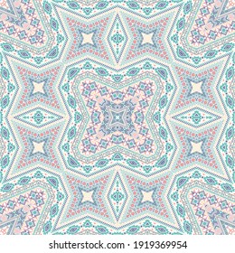 Inca seamless ornament vector design. Arabesque geometric background. Tile print in ethnic style. Patchwork motifs in persian style.