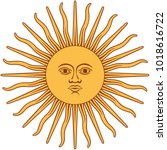 The Inca sun God. Inti sun of may. Argentinian flag. Isolated on white background. Abstract vector illustration