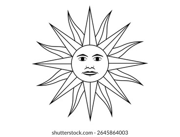 O Deus do Sol Inca. Inti Sun de maio. Bandeira do Uruguai. Bandeira Nacional do Uruguai. Ilustração de vetor.