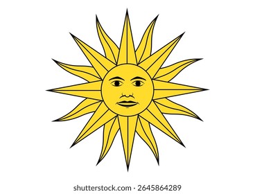 O Deus do Sol Inca. Inti Sun de maio. Bandeira do Uruguai. Bandeira Nacional do Uruguai. Ilustração de vetor.
