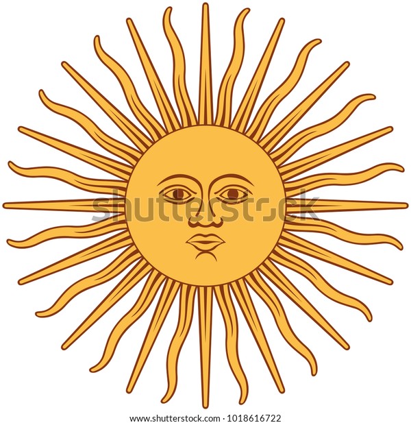 The Inca sun\
God. Inti sun of may. Argentinian flag. Isolated on white\
background. Abstract vector\
illustration