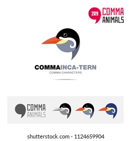Inca Tern bird concept icon set and modern brand identity logo template and app symbol based on comma sign
