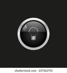 incandescent bulb, black button, vector