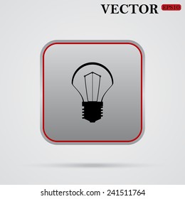 incandescent bulb, gray button with a red stroke,  vector, EPS 10