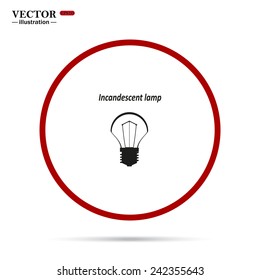 incandescent bulb, gray button with a red stroke, vector, EPS 10