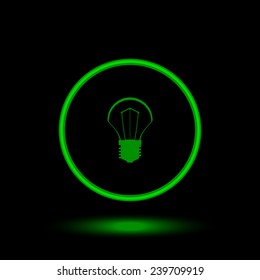 incandescent bulb   green circle on a black background, vector, EPS 10