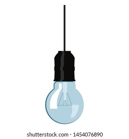 Incandescent bulb hanging from the ceiling. 