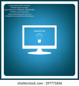 incandescent bulb icon on computer screen, vector