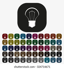 incandescent bulb. icon. vector design, set of colored buttons