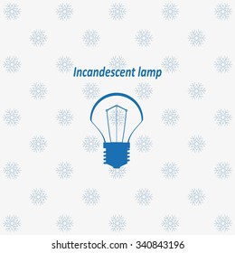 incandescent bulb. icon. vector design  background with snowflakes