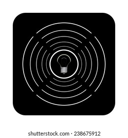 incandescent bulb  on a black background with white circles, vector, EPS 10