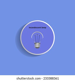 incandescent bulb on blue background with shadow