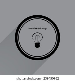 incandescent bulb   on a gray background with a long shadow, vector, EPS 10