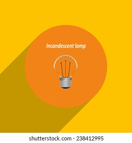 incandescent bulb on an orange background with shadow, vector, EPS 10