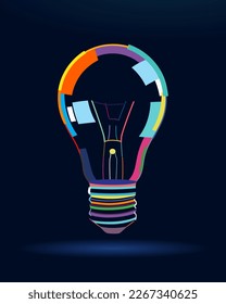 Incandescent lamp, Incandescent light bulb, abstract, colorful drawing. Vector illustration of paints