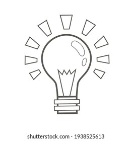Incandescent lamp. Simple vector monochrome illustration isolated on white background.