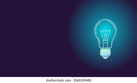 Incandescent lamp vector, idea icon, light from lamp, vector icon, gradient background, place for text 