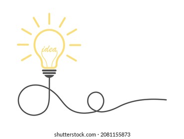 An incandescent lamp with a wire, as a concept to illustrate the idea. Flat design.