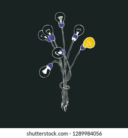 incandescent lamps with a tangled wire, similar to flowers
