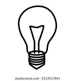 Icono de doodle de bombilla incandescente,Ilustración vectorial.