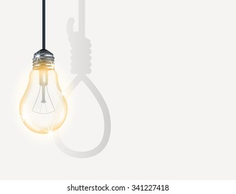 incandescent light bulb with hanging rope