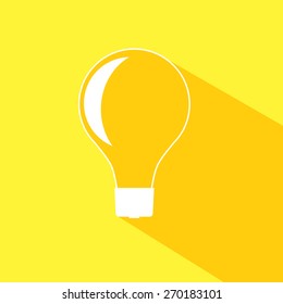Incandescent light bulb icon. Flat design style modern vector illustration. Isolated on stylish color background. Flat long shadow icon. Elements in flat design. 