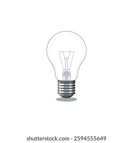 Incandescent light bulb illustration, classic glass lamp, filament inside, screw base, electricity, illumination, vintage lighting, transparent design, isolated object, vector icon, home lighting.