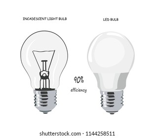 incandescent light bulb. led bulb. vector illustration. energy saving