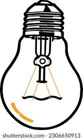 Incandescent light bulb pictogram vector illustration. Black and white image of light bulb icon.