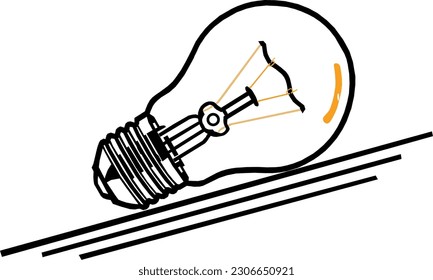 Ilustración vectorial de la bombilla incandescente. Imagen en blanco y negro del icono de la bombilla.