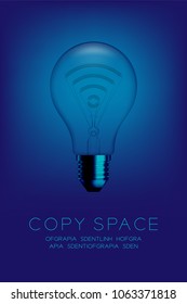 Incandescent light bulb switch off set Wifi symbol, Internet disconnect concept design illustration isolated glow in blue gradient background