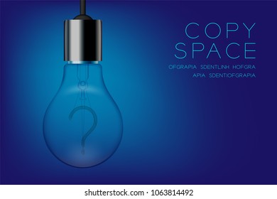 Incandescent light bulb switch off set Question mark symbol concept design illustration isolated glow in blue gradient background