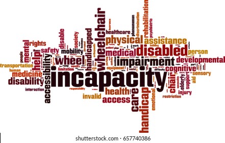 Incapacity word cloud concept. Vector illustration