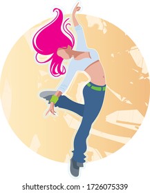 Incendiary dance. Dance poses. Jump in the dance.