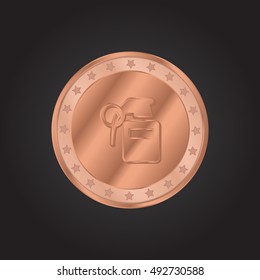 Incendiary Grenade embossed realistic bronze coin precious Icon / Logo Design