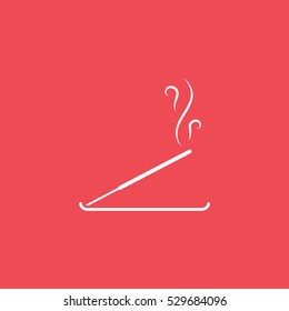 Incense Aroma Stick Flat Icon On Red Background