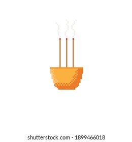 Incense burner pixel art. Vector illustration. Chinese New Year. 