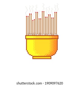 Incense burner pixel art. Vector illustration. Chinese New Year. 
