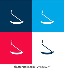 Incense four color material and minimal icon logo set in red and blue