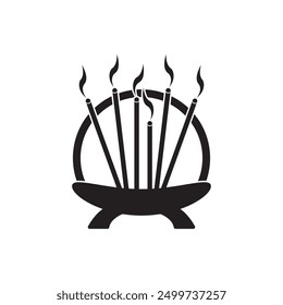 Incense Icon, Aromatic Smoke Fragrance Incense Icon Vector Art Illustration