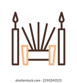 Icono de incienso duocolor color café estilo chinés elemento vector año nuevo y símbolo perfecto.